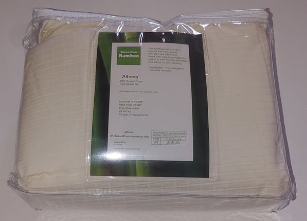 Athena Tassy  - Ensemble de couverture en bamboo couleur crème pour très grand lit (ATHENA TASSYKGCR/CA)