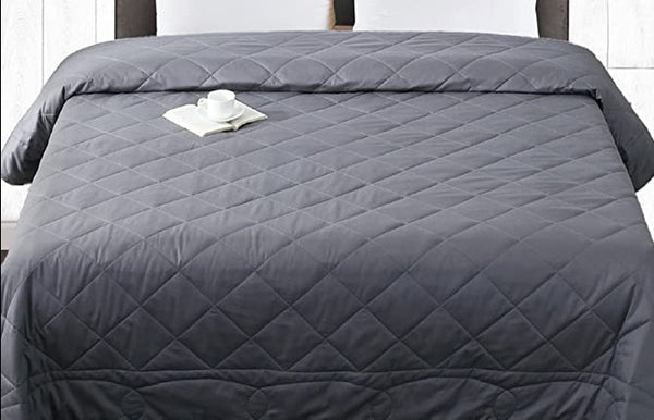 GoHome Couverture adulte de 15 lbs, 80''x 87'' (couverture de lit lourde queen ou king size avec 100% coton griss foncé)